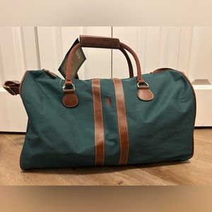 Vintage Ralph Lauren Polo Green Canvas/Brown Leather Polo Long Weekender W Tags